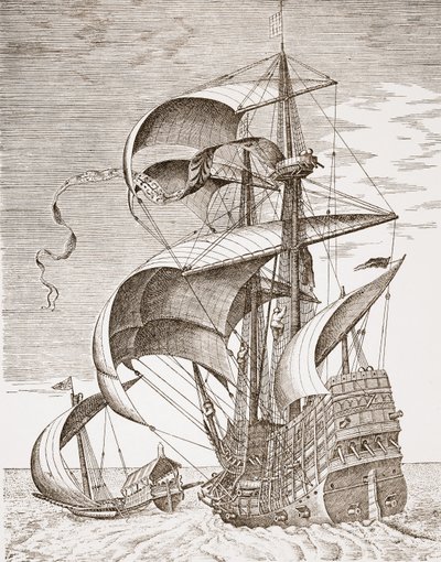 Armed Three-Master on the Open Sea Accompanied by a Galley from 